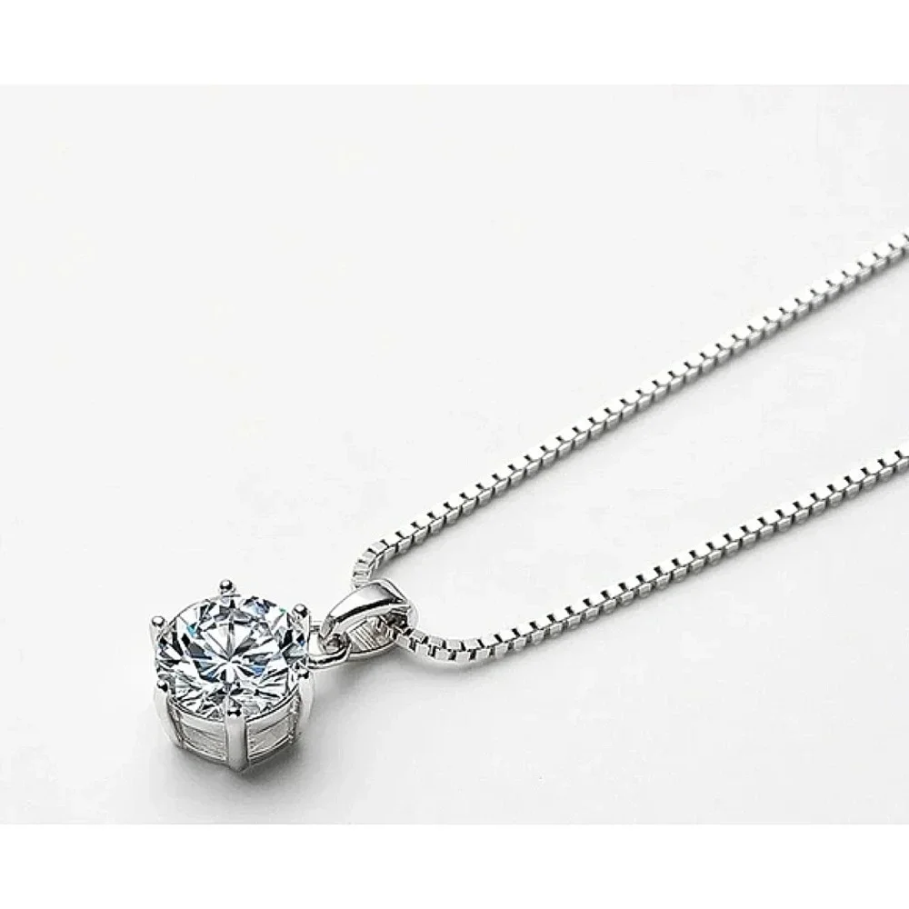 Women's 1 Carat Simulated Diamond Sterling Silver Necklace Size‎ 16-18